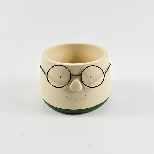 plant pot with glasses Face with glasses planter – Emm's Plant House