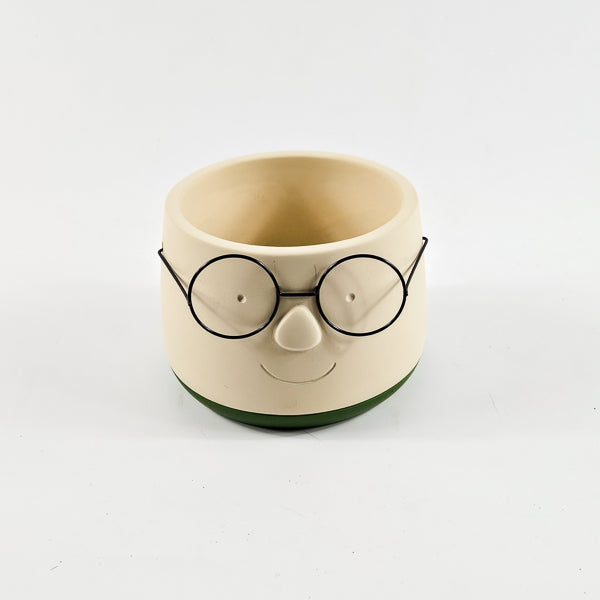 Face with glasses planter