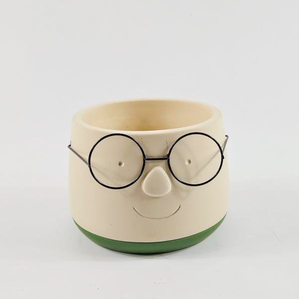 Face with glasses planter