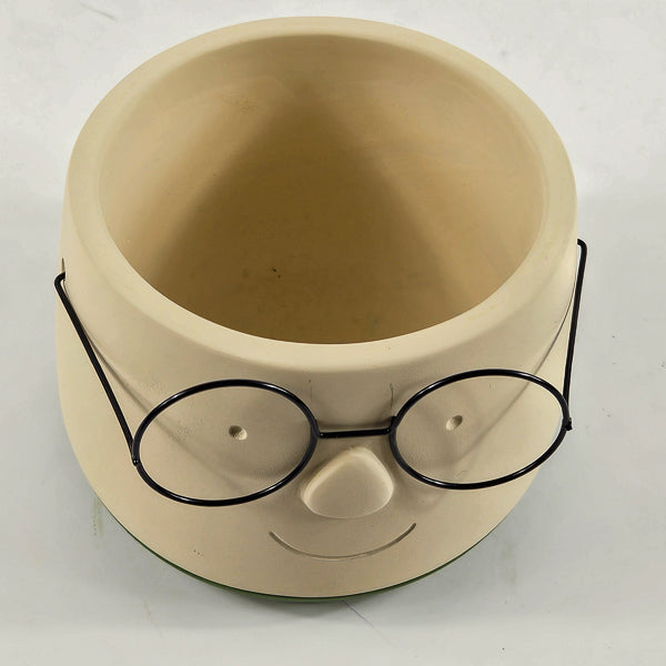 Face with glasses planter