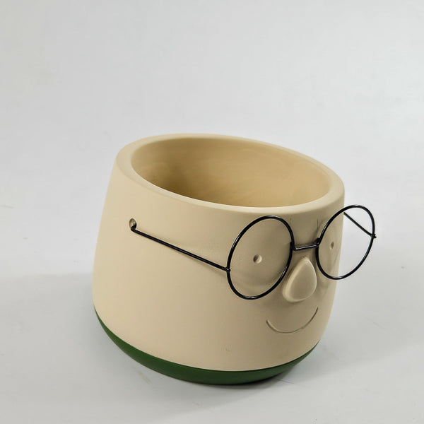 Face with glasses planter