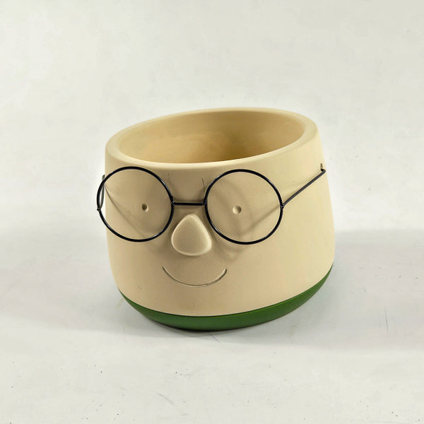 Face with glasses planter