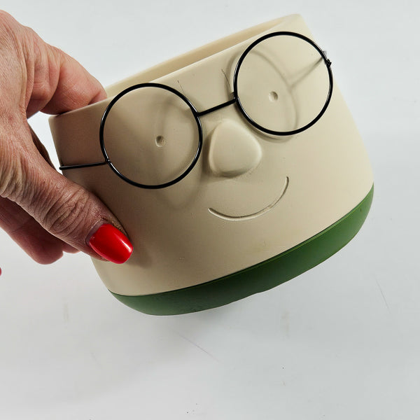 Face with glasses planter