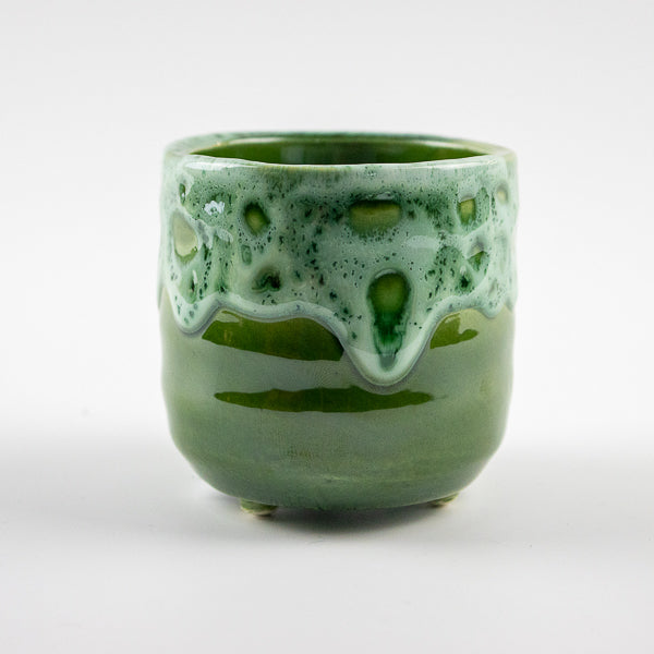 Emerald Reactive Glaze Planter with Foot H7Cm D7Cm