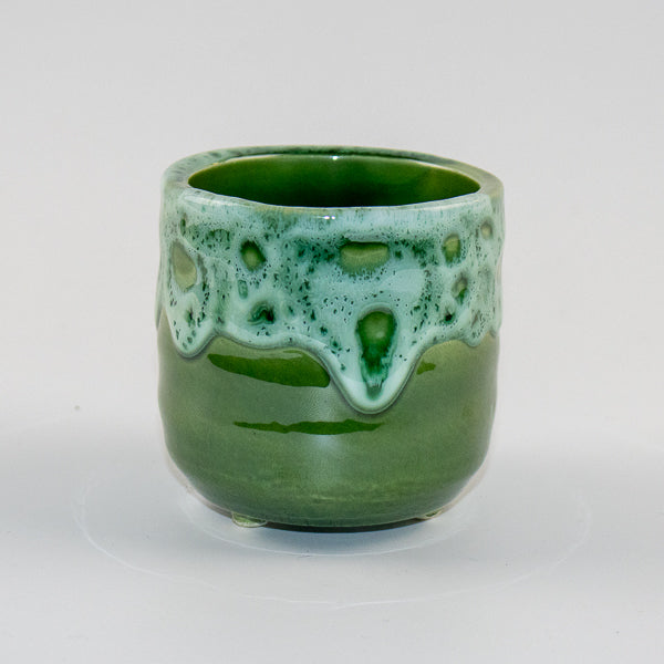 Emerald Reactive Glaze Planter with Foot H7Cm D7Cm