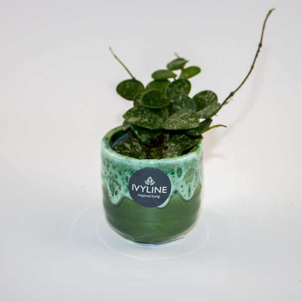 Emerald Reactive Glaze Planter with Foot H7Cm D7Cm