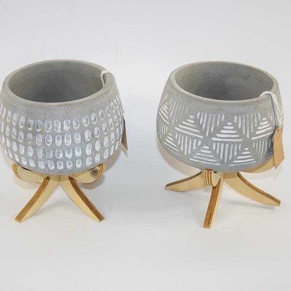 Pot "Luna" on wood stand Ø9cm H14cm