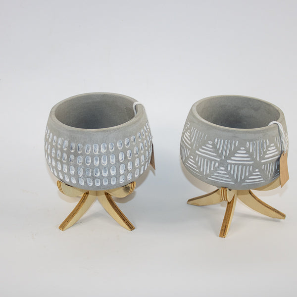 Pot "Luna" on wood stand Ø9cm H14cm