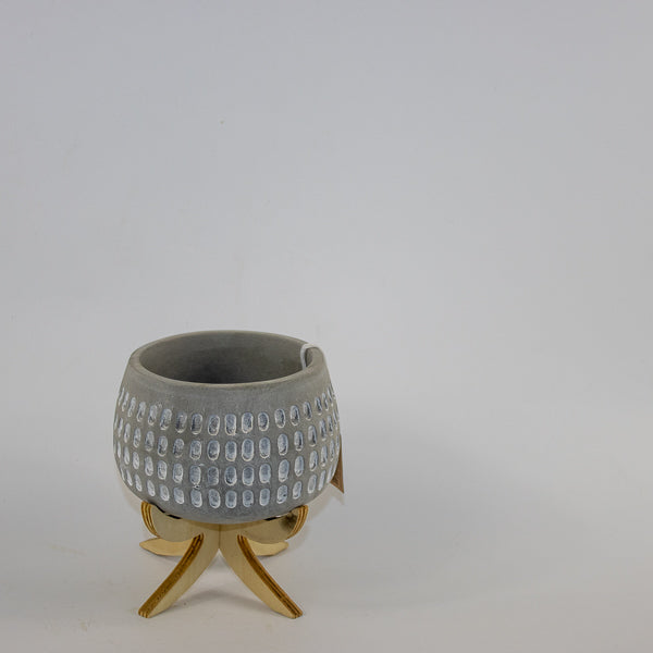 Pot "Luna" on wood stand Ø9cm H14cm