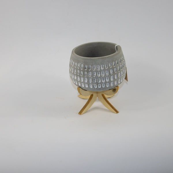 Pot "Luna" on wood stand Ø9cm H14cm