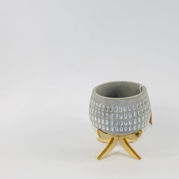Pot "Luna" on wood stand Ø9cm H14cm