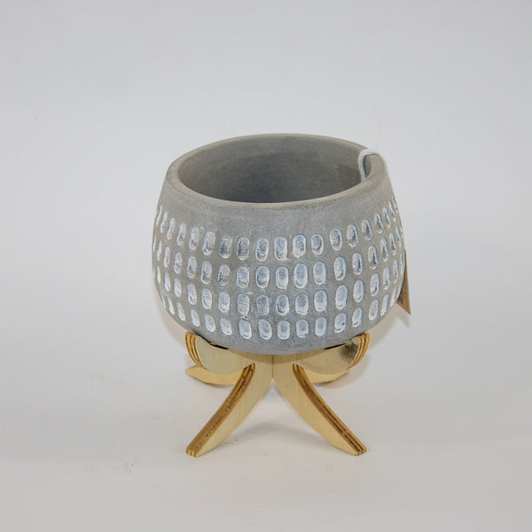 Pot "Luna" on wood stand Ø9cm H14cm
