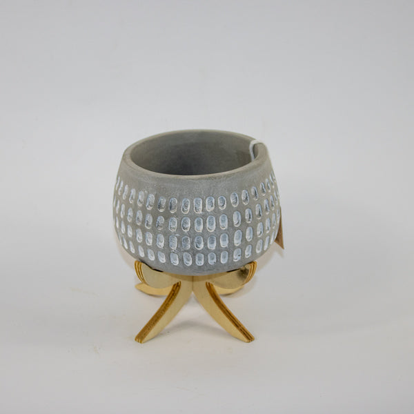 Pot "Luna" on wood stand Ø9cm H14cm