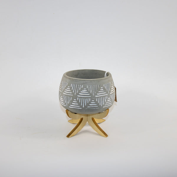 Pot "Luna" on wood stand Ø9cm H14cm