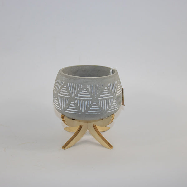 Pot "Luna" on wood stand Ø9cm H14cm