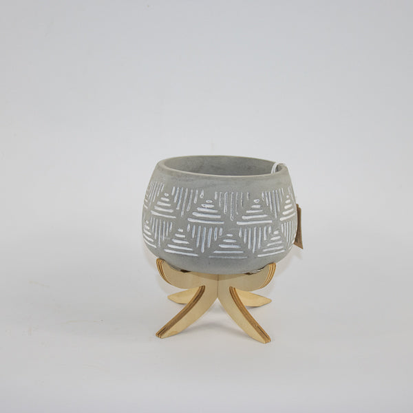 Pot "Luna" on wood stand Ø9cm H14cm
