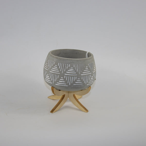 Pot "Luna" on wood stand Ø9cm H14cm