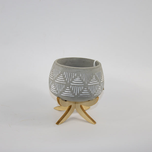 Pot "Luna" on wood stand Ø9cm H14cm