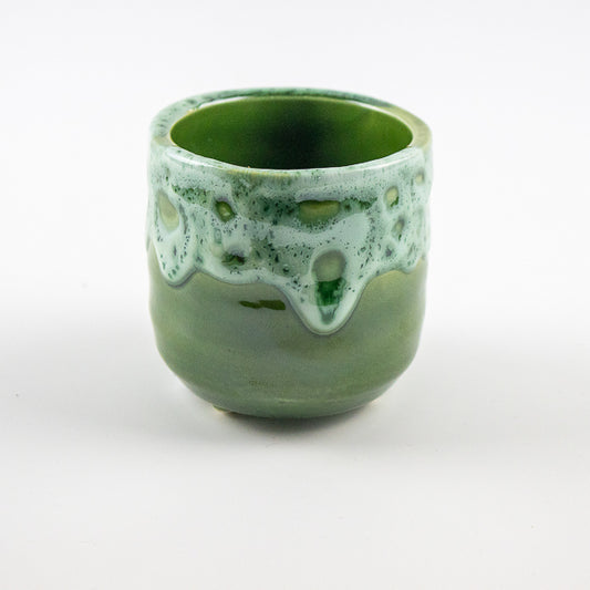 Emerald Reactive Glaze Planter with Foot H7Cm D7Cm