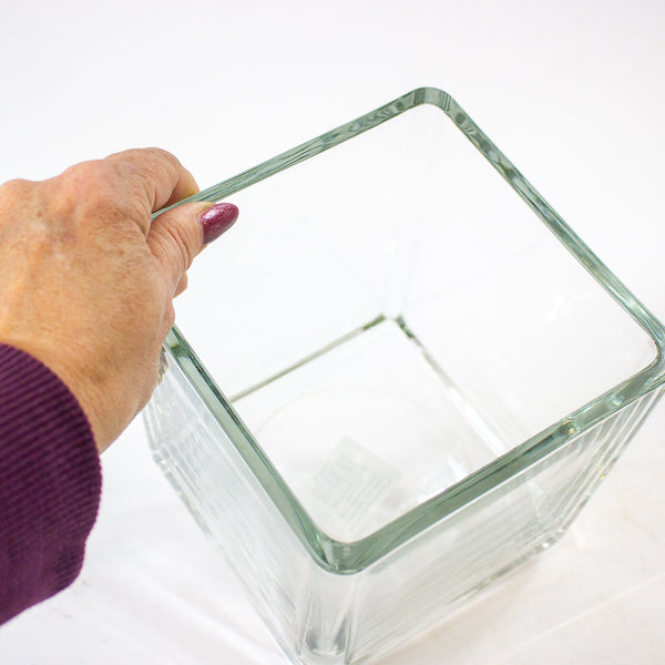 Sandy - Glass Cube planter Ø14 H14cm