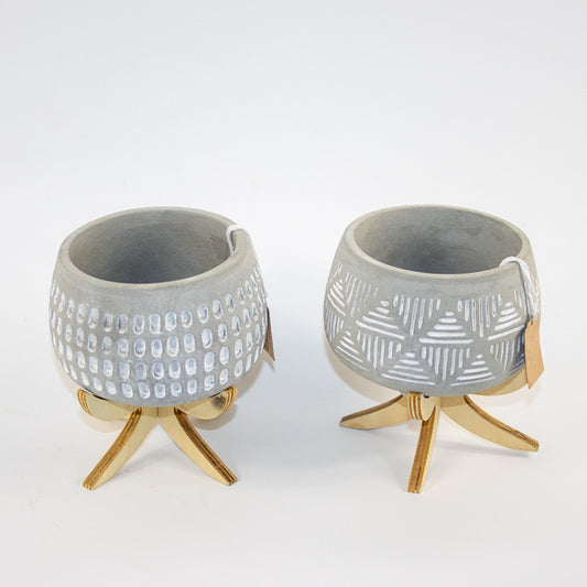 Pot "Luna" on wood stand Ø9cm H14cm